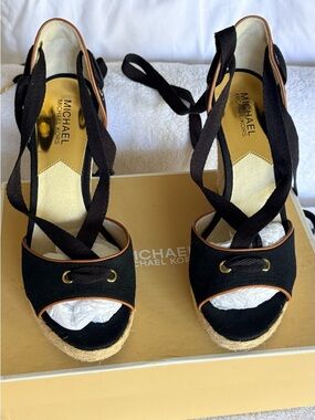 Michael Kors Black Wedge Sandals